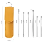 6 In1 Stainless Steel Ear Wax Pickers Ear Canal Cleaning Tool With PU Bag - Image 3