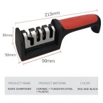 Manual Knife Sharpener Multi-Functional Hand-Held 3-Purpose Black Sharpening Stone - Image 7