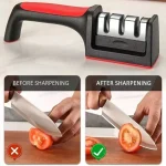 Manual Knife Sharpener Multi-Functional Hand-Held 3-Purpose Black Sharpening Stone - Image 6