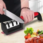 Manual Knife Sharpener Multi-Functional Hand-Held 3-Purpose Black Sharpening Stone